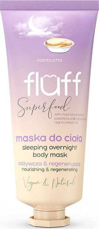 Kūno kaukė nakčiai Fluff Super Food Sleeping Overnight Body Mask Kombuča, 150 ml kaina ir informacija | Kūno kremai, losjonai | pigu.lt