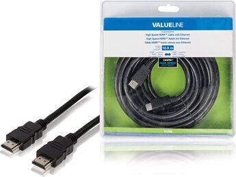 Valueline VLVB34000B100, HDMI A, 10 m kaina ir informacija | Kabeliai ir laidai | pigu.lt