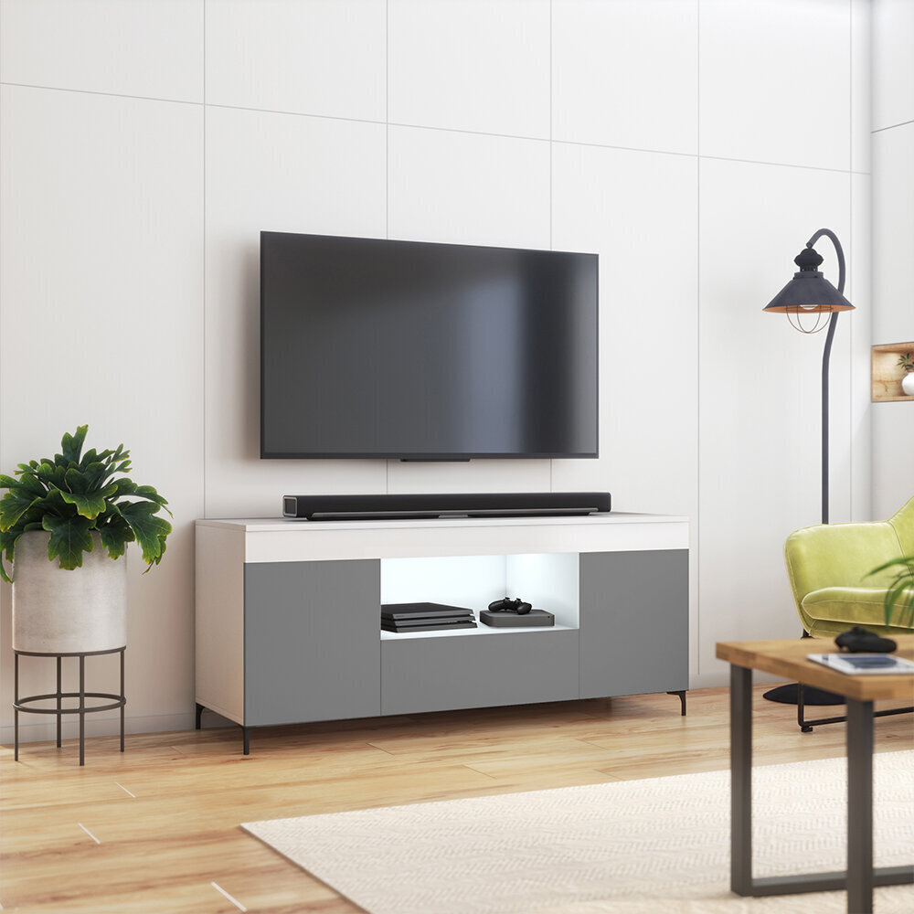 TV staliukas Selsey Gusto LED, pilkas/baltas kaina ir informacija | TV staliukai | pigu.lt