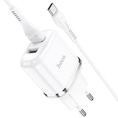 Универсальное зарядное устройство Hoco N4 2 x USB / 5V / 2.4A + USB-C провод 1М, белое цена и информация | Зарядные устройства для телефонов | pigu.lt