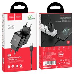 Универсальное зарядное устройство Hoco N2 USB / 5V / 2.4A + USB-C провод, 1 м черное цена и информация | Зарядные устройства для телефонов | pigu.lt