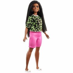 Кукла Barbie Fashionistas 144 с длинными темными косичками в неоновых зеленых оттенках цена и информация | Игрушки для девочек | pigu.lt