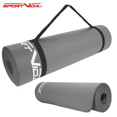 Gimnastikos kilimėlis SportVida NBR Non-Slip Exercise Mat 180x60x1 cm, pilkas kaina ir informacija | Kilimėliai sportui | pigu.lt