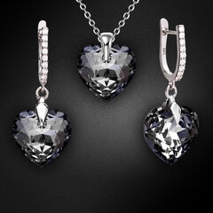 Серебряный комплект «Влюблённое Сердце III R (Silver Night)» с кристаллами Swarovski™ цена и информация | Наборы украшений | pigu.lt