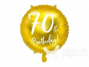Folinis balionas 70 gimtadieniui, 45 cm auksinis kaina ir informacija | Balionai | pigu.lt