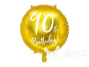 Воздушный шарик из фольги на 90 лет, 45 см золотой цена и информация | Шарики | pigu.lt