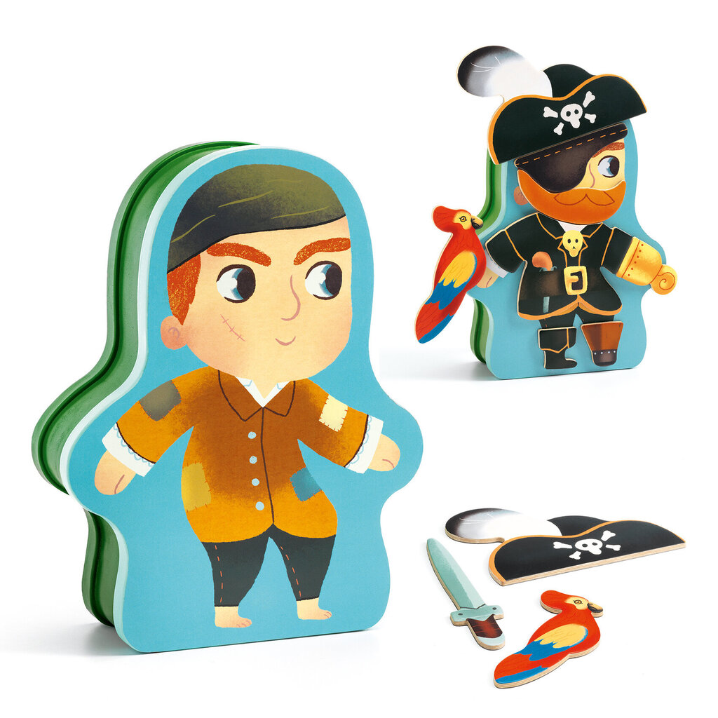Mediniai magnetai ir metalinė dėžutė su piratais Djeco, DJ03083 kaina ir informacija | Lavinamieji žaislai | pigu.lt