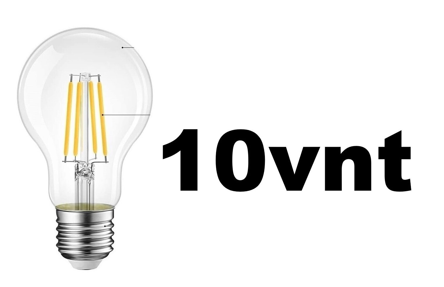 LED lemputės 10vnt Filament G.LUX GR-LED-A60-8W 2700K цена и информация | Elektros lemputės | pigu.lt