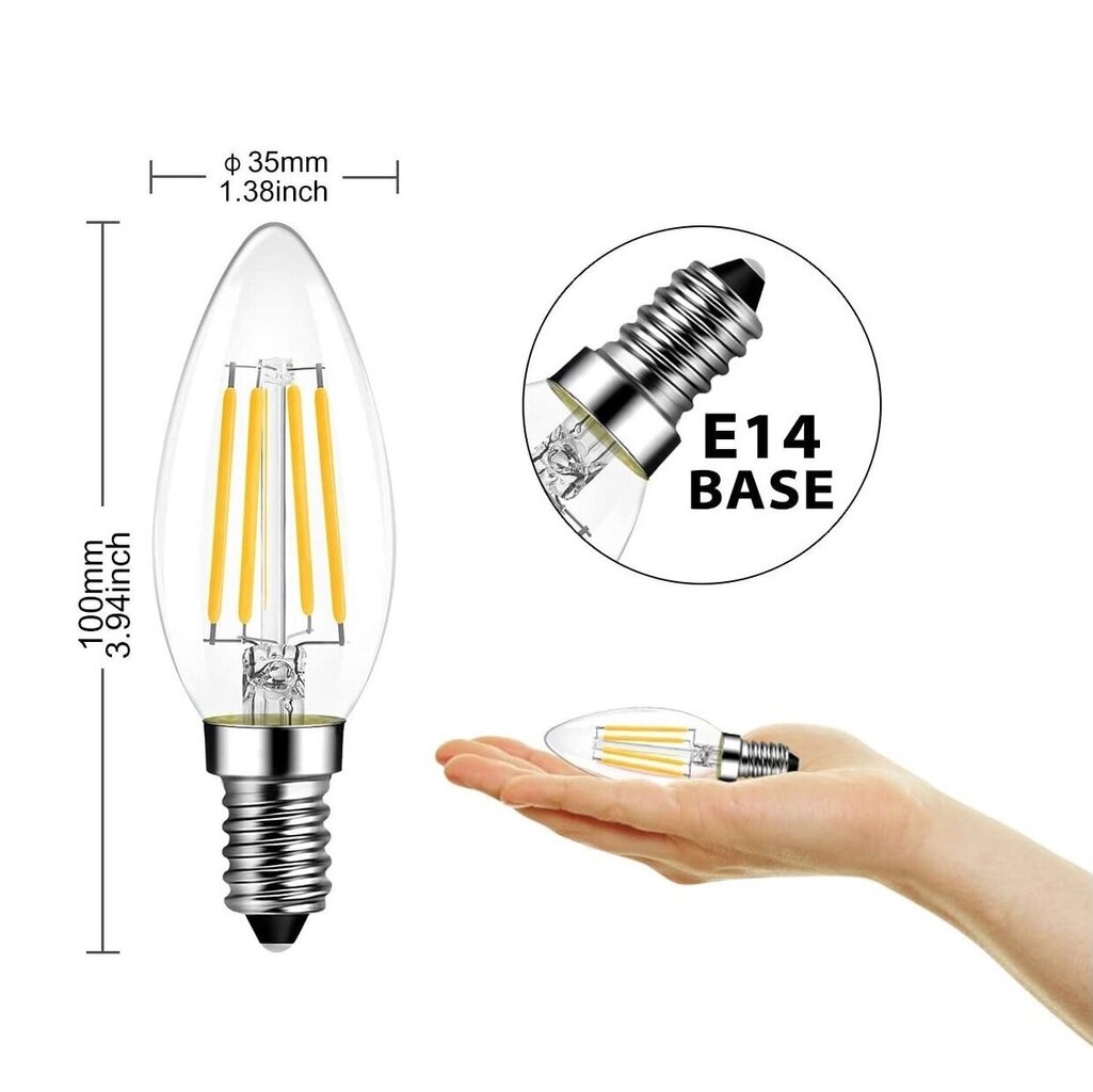 LED lemputės 10vnt Filament G.LUX GR-LED-C35-4W 2700K kaina ir informacija | Elektros lemputės | pigu.lt