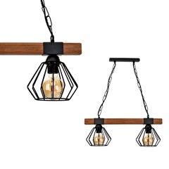 Eko-Light подвесной светильник Ulf Black/Wood 2 цена и информация | Люстры | pigu.lt