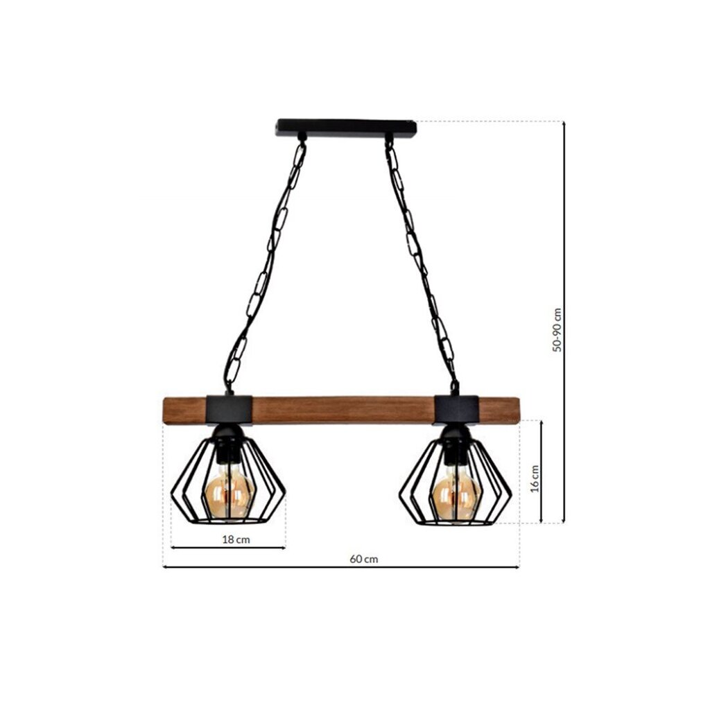 Eko-Light pakabinamas šviestuvas Ulf Black/Wood 2 цена и информация | Pakabinami šviestuvai | pigu.lt