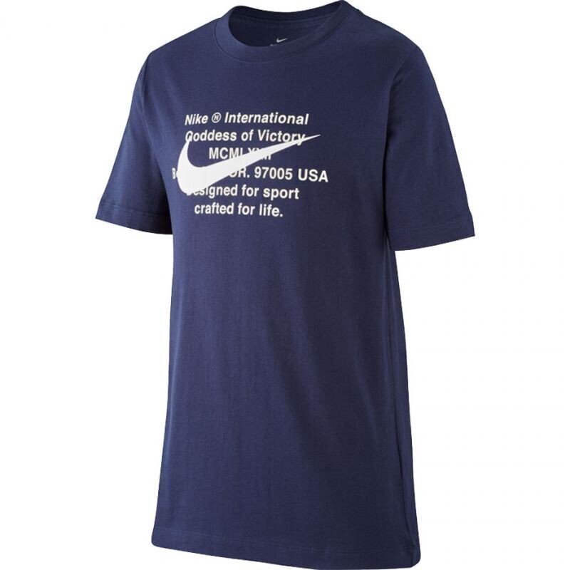 Sportiniai marškinėliai vaikams Nike Tee Swoosh For Life Jr CT2632 451, mėlyni kaina ir informacija | Marškinėliai berniukams | pigu.lt