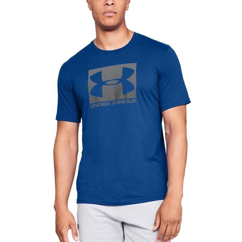 Sportiniai marškinėliai vyrams Under Armor Boxed Sportstyle Ss M 1329581 400, mėlyni kaina ir informacija | Sportinė apranga vyrams | pigu.lt