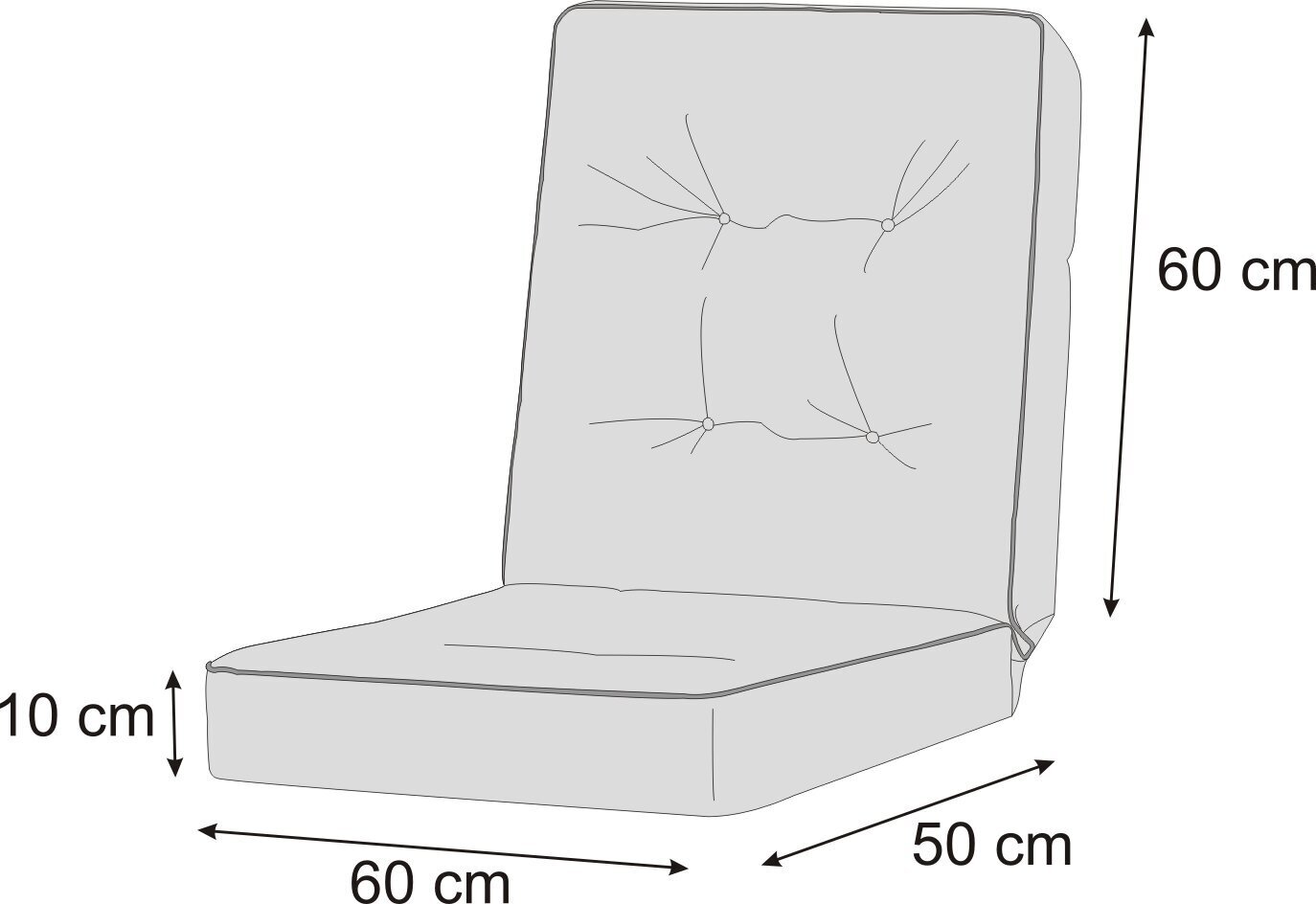 Pagalvė kėdei Hobbygarden Venus 60cm, šviesiai pilka kaina ir informacija | Pagalvės, užvalkalai, apsaugos | pigu.lt