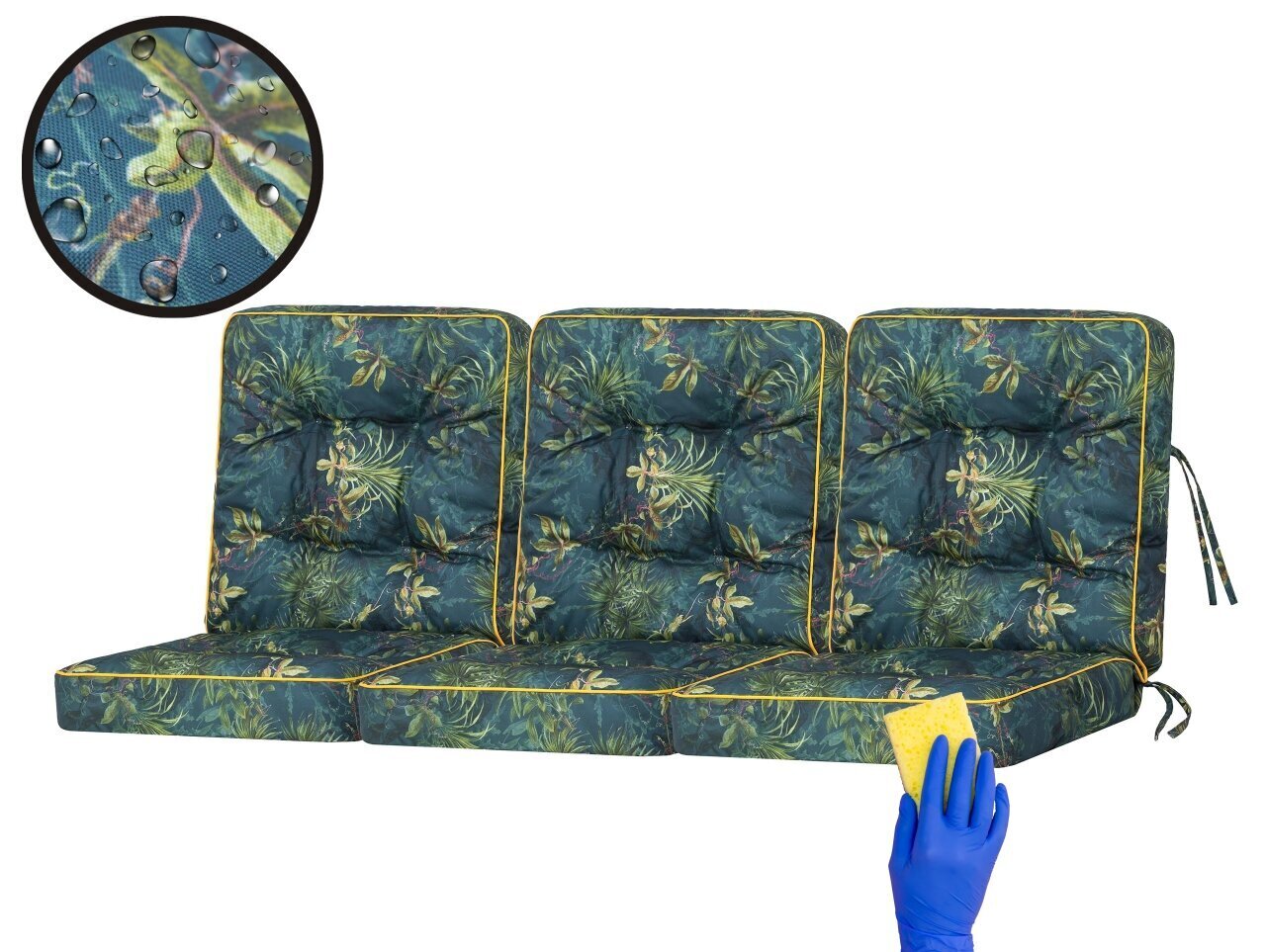 3-jų pagalvių komplektas sūpynėms Hobbygarden Venus 150 cm, mėlynas kaina ir informacija | Pagalvės, užvalkalai, apsaugos | pigu.lt