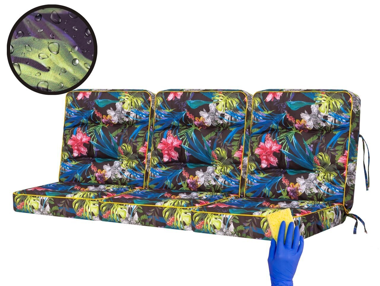 3-jų pagalvių komplektas sūpynėms Hobbygarden Venus 180 cm, mėlynas kaina ir informacija | Pagalvės, užvalkalai, apsaugos | pigu.lt