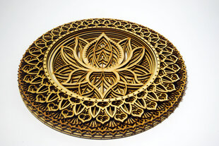 Dekoracija Mandala, medinė, 36x36 цена и информация | Детали интерьера | pigu.lt