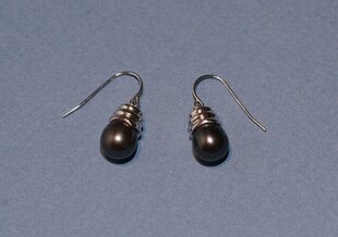 Sidabriniai auskarai su juodais perlais kaina ir informacija | Auskarai | pigu.lt