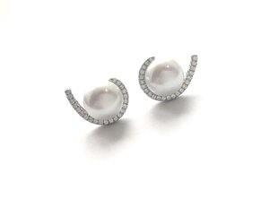 Sidabriniai auskarai su baltais perlais kaina ir informacija | Auskarai | pigu.lt