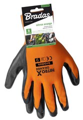 Садовые и рабочие перчатки Bradas Nitrox orange цена и информация | Pirštinės darbui sode M/25cm | pigu.lt