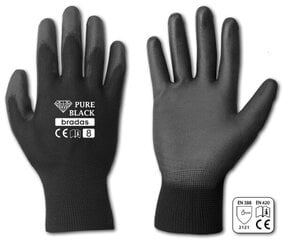 Садовые и рабочие перчатки Bradas PURE BLACK poliuretan, размер 10 цена и информация | Pirštinės darbui sode M/25cm | pigu.lt