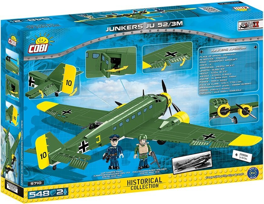 Surenkamas modelis Junkers JU52/3M Cobi, 5710, 548 d. цена и информация | Konstruktoriai ir kaladėlės | pigu.lt