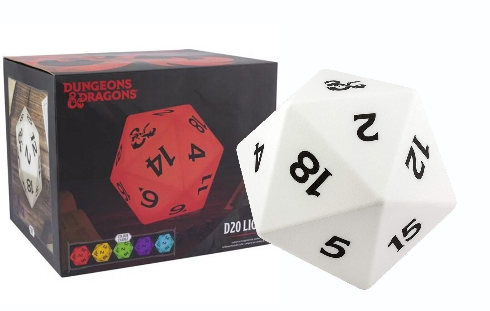 Dungeons & Dragons D20 Dice Multi Color Lamp 18cm kaina ir informacija | Žaidėjų atributika | pigu.lt