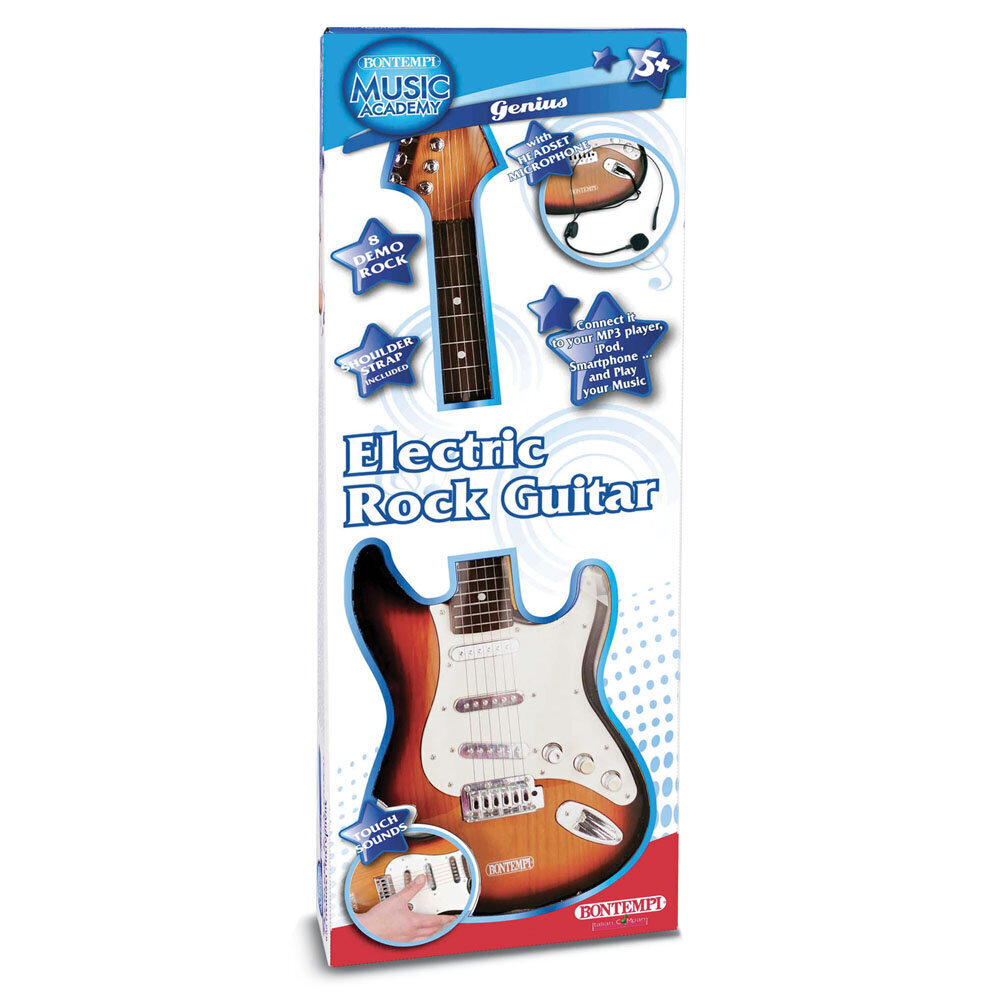 Vaikiška elektrinė gitara su diržu ir mikrofonu Bontempi, 24 1310 kaina ir informacija | Lavinamieji žaislai | pigu.lt
