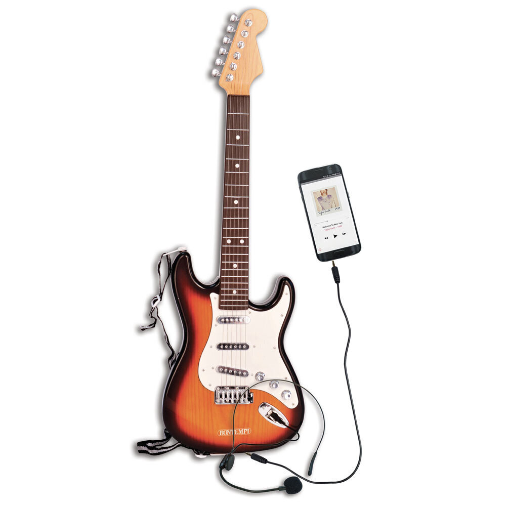 Vaikiška elektrinė gitara su diržu ir mikrofonu Bontempi, 24 1310 kaina ir informacija | Lavinamieji žaislai | pigu.lt
