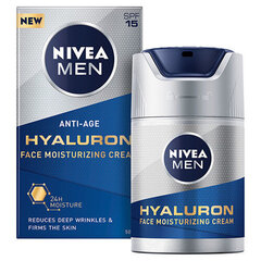 Veido drėkinamasis kremas Nivea Nivea Men Hyaluron SPF 15 vyrams, 50 ml kaina ir informacija | Veido kremai | pigu.lt