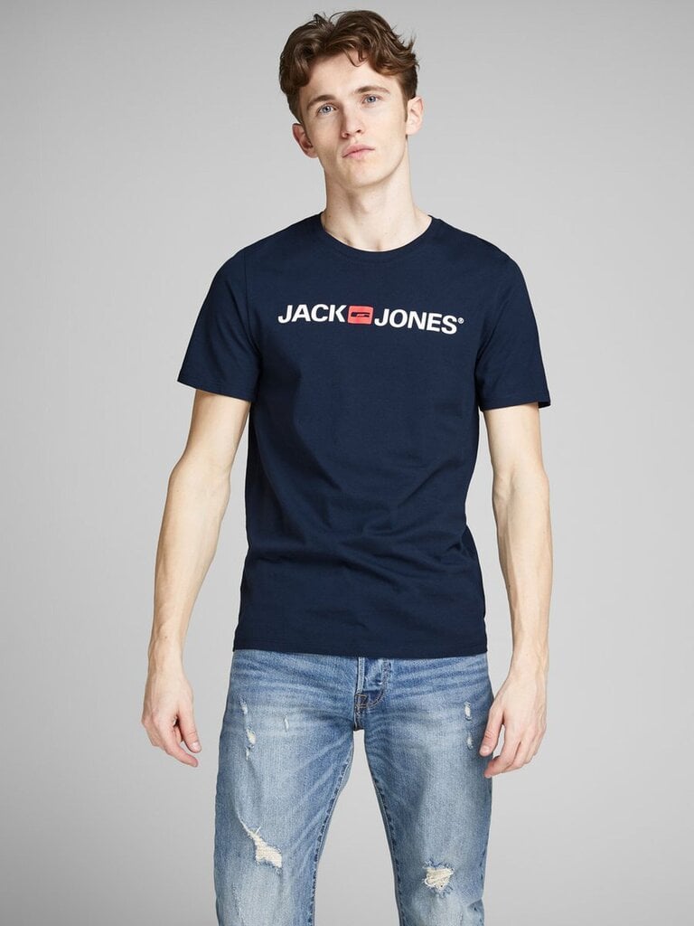 Vyriški marškinėliai JACK & JONES 12137126*02, tamsiai mėlyni kaina ir informacija | Vyriški marškinėliai | pigu.lt