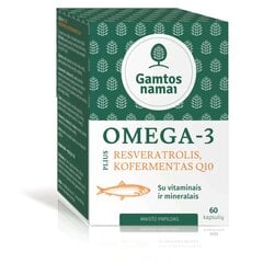 Maisto papildas Omega 3 Plius, Resveratrolis, Kofermentas Q10, 60 kapsulių kaina ir informacija | Vitaminai, maisto papildai, preparatai imunitetui | pigu.lt