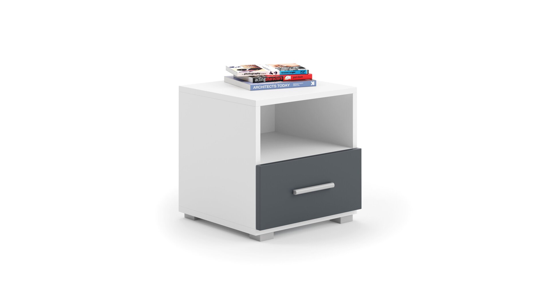 Naktinė spintelė ADRK Furniture Emi 06, balta kaina ir informacija | Spintelės prie lovos | pigu.lt
