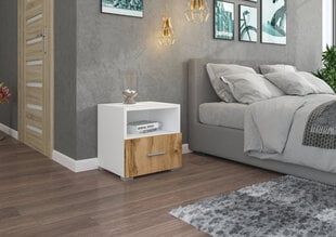 Naktinė spintelė ADRK Furniture Emi 08, balta kaina ir informacija | Spintelės prie lovos | pigu.lt