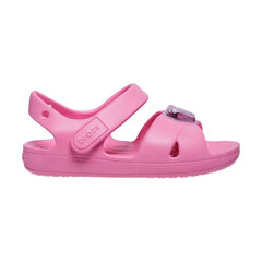 Basutės mergaitėms Crocs™ Classic Cross Strap Charm Sandal T, rožinės kaina ir informacija | Basutės vaikams | pigu.lt