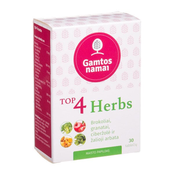 Maisto papildas Top 4 Herbs, 30 tablečių цена и информация | Vitaminai, maisto papildai, preparatai imunitetui | pigu.lt