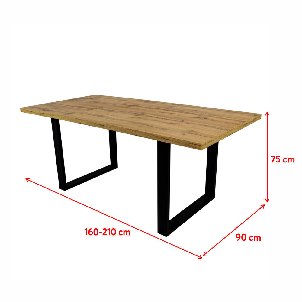 Išskleidžiamas stalas Selsey Lameca 160-210 cm, rudas kaina ir informacija | Virtuvės ir valgomojo stalai, staliukai | pigu.lt
