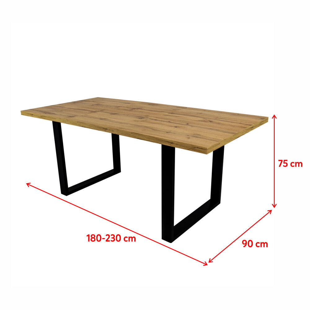 Išskleidžiamas stalas Selsey Lameca 180-230 cm, rudas цена и информация | Virtuvės ir valgomojo stalai, staliukai | pigu.lt