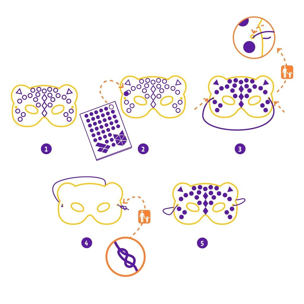 DIY Pasidaryk pats - Mozaikos kaukės su džiunglių gyvūnais Djeco, DJ07900 kaina ir informacija | Lavinamieji žaislai | pigu.lt