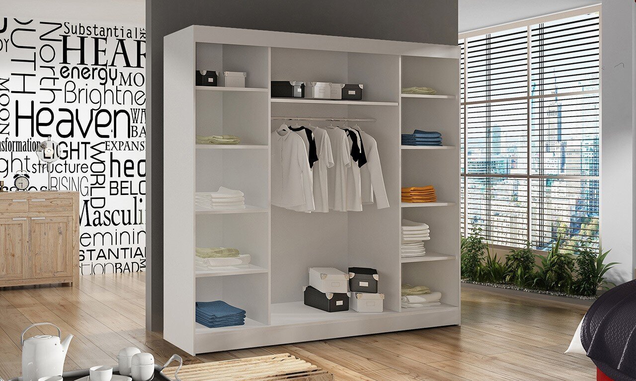 Spinta ADRK Furniture Perqs, juoda/balta kaina ir informacija | Spintos | pigu.lt