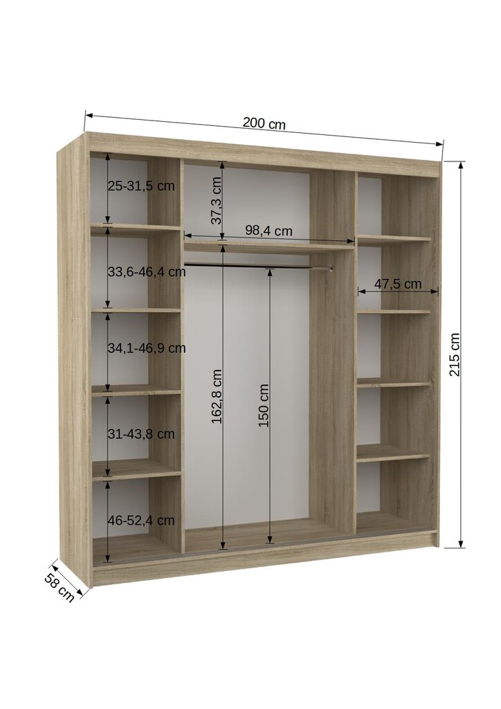 Spinta ADRK Furniture Olivier, balta/juoda цена и информация | Spintos | pigu.lt