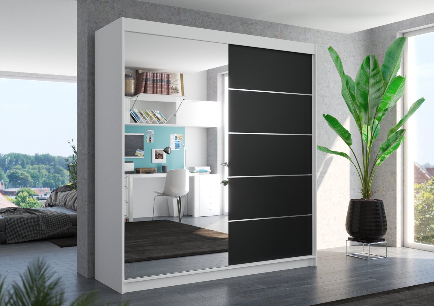 Spinta ADRK Furniture Olivier, balta/juoda kaina ir informacija | Spintos | pigu.lt