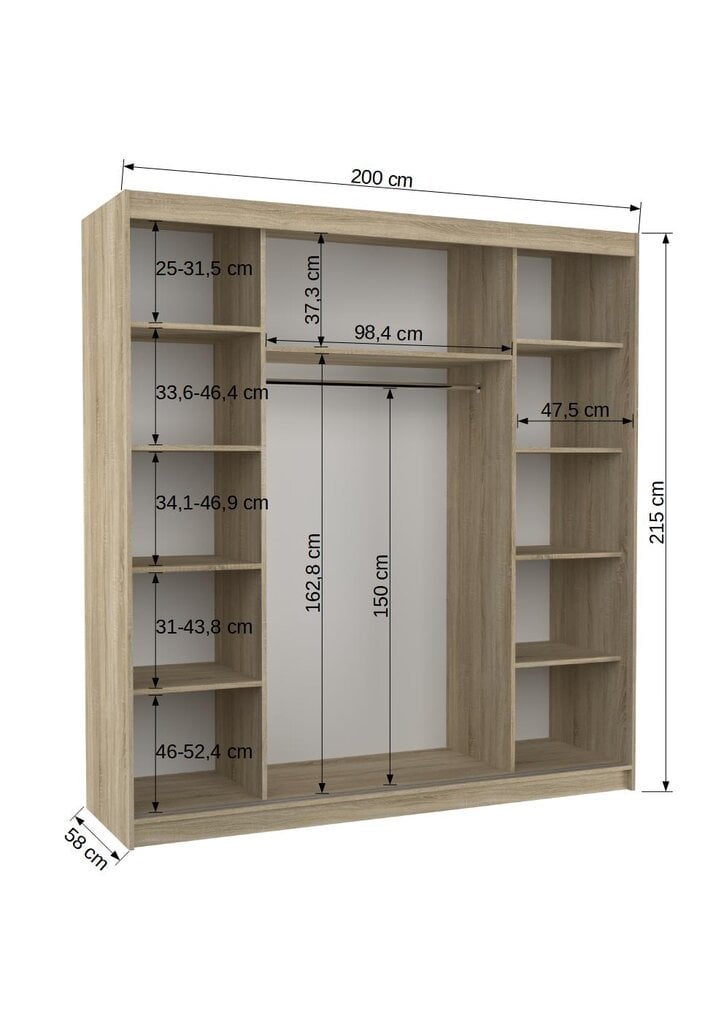 Spinta ADRK Furniture Olivier, juoda/balta цена и информация | Spintos | pigu.lt