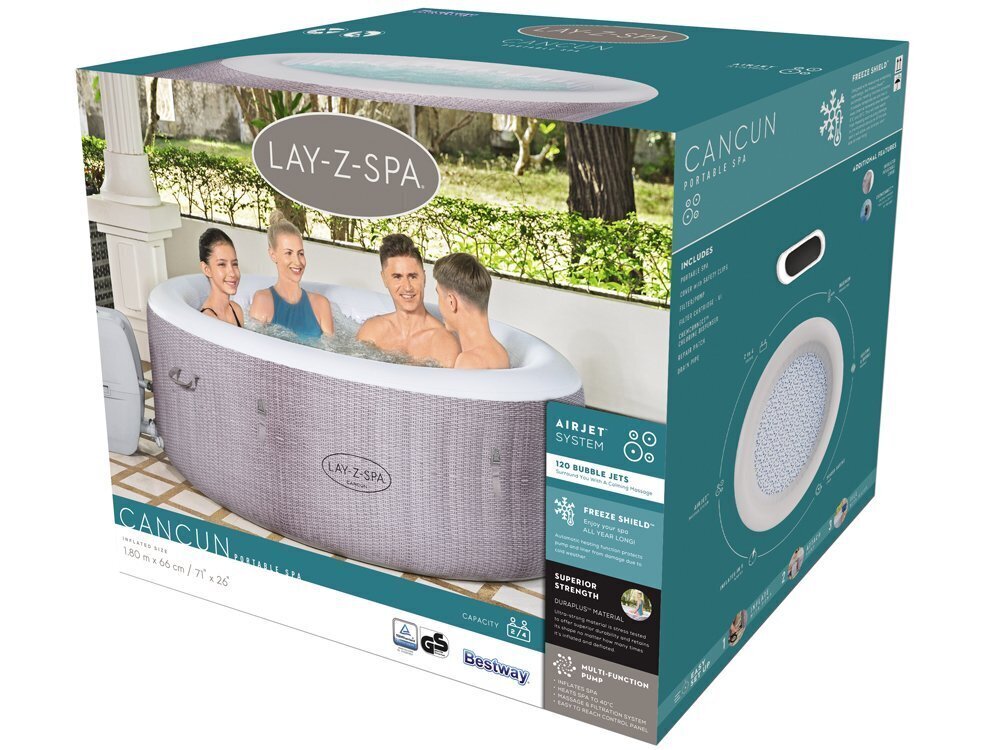 Masažinis baseinas Bestway Lay-Z-Spa Cancun, 180x66 cm цена и информация | Baseinai | pigu.lt