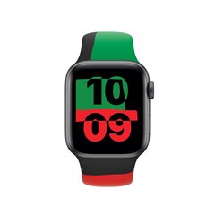 Apple Watch Band Black Unity Sport Band Green Red kaina ir informacija | Išmaniųjų laikrodžių ir apyrankių priedai | pigu.lt