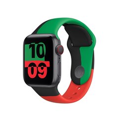 Apple Watch Band Black Unity Sport Band Green Red kaina ir informacija | Išmaniųjų laikrodžių ir apyrankių priedai | pigu.lt