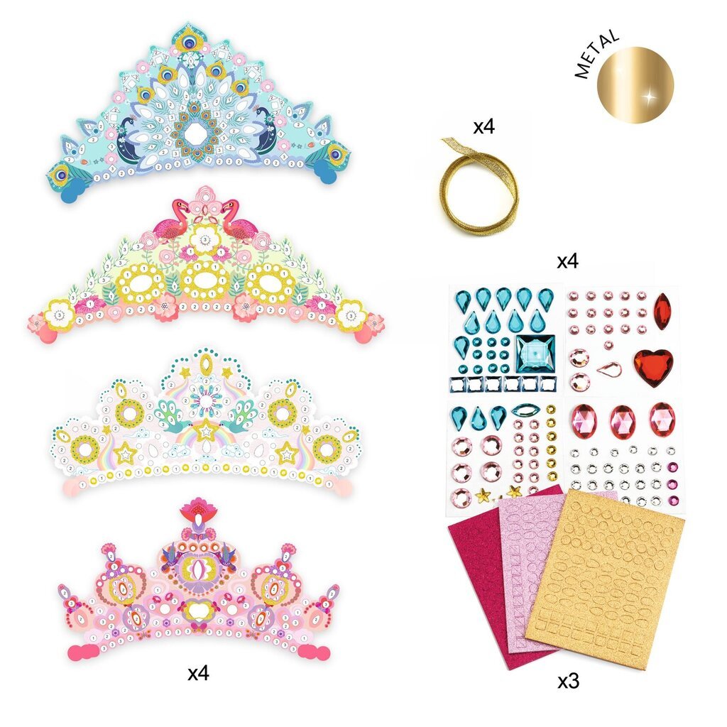 DIY Pasidaryk pats - Mozaikos - Princesės tiaros Djeco, DJ07901 kaina ir informacija | Lavinamieji žaislai | pigu.lt