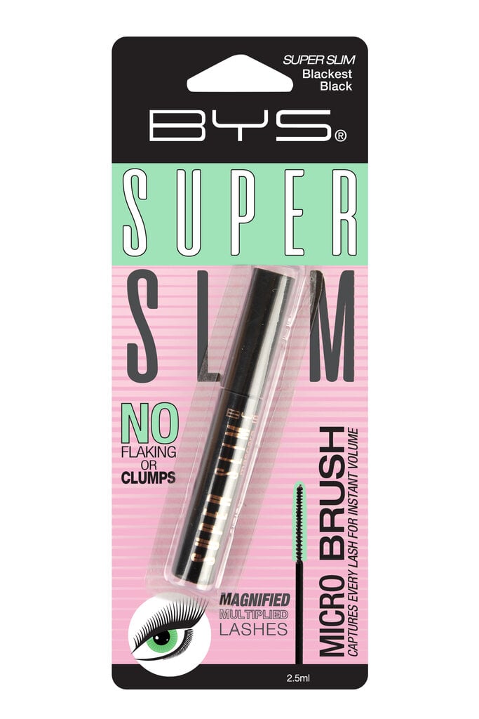 Blakstienų tušas Super Slim BYS, 2,5 ml цена и информация | Akių šešėliai, pieštukai, blakstienų tušai, serumai | pigu.lt