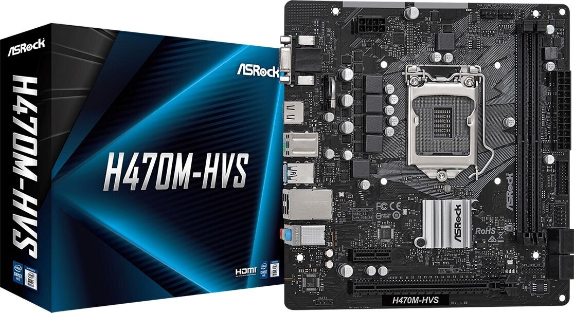 ASRock H470M-HVS цена и информация | Pagrindinės plokštės | pigu.lt