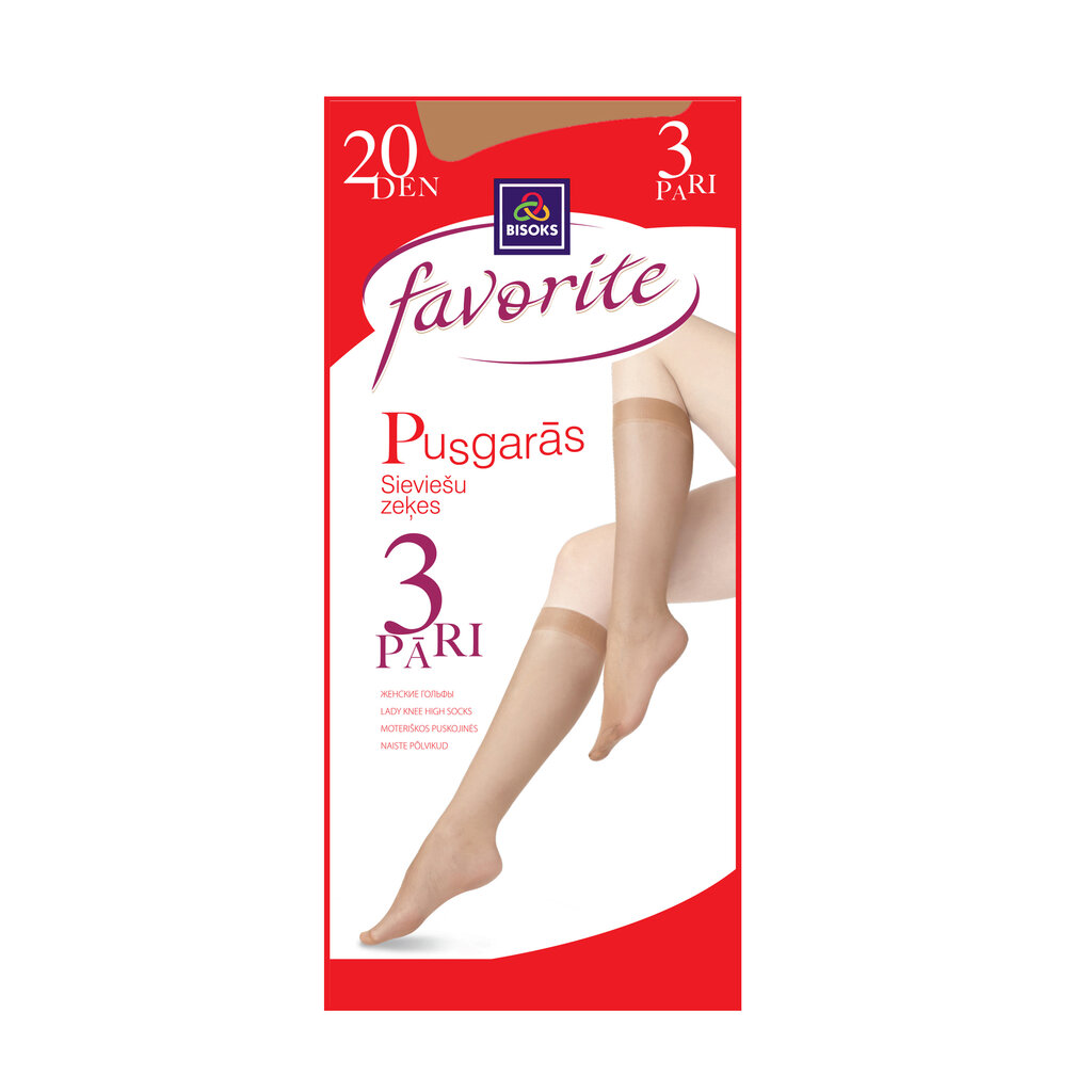 Moteriškos kojinės iki kelių Favorite 20 den 3P 25251 d.beige kaina ir informacija | Moteriškos kojinės | pigu.lt